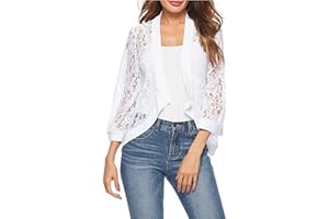 Modaworld Cardigan Corto Cerimonia Pizzo e Raso Coprispalle Elegante Matrimonio Battesimo Donna Ragazza Giacca da Donna Cardigan Corto Elegante Coprispalle da Donna con Maniche Lunghe