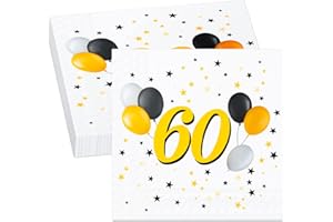 TENARE 40 Tovaglioli Oro e Neri Tovaglioli per 60° Compleanno Tovaglioli Monouso Salviette da Tavola Decorazioni per 60° Compleanno Tovaglioli per Cocktail Ragazzi Donne Uomini Feste Pranzi Cene