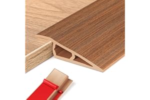 ANKEKOLYSTAR Perfil de Transición para Suelo, Perfil Transición Suelo Desnivel de, PVC Tapajuntas Suelo Adhesivo (Madera Marrón, 5~10mm(H),2M(L))