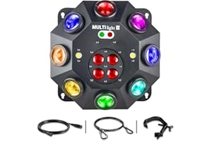 METYONLASER Luz de cabeza móvil, 150 W RGBW 4 en 1 luces LED de escenario para DJ, luces de DJ con rotación infinita y sonido activado para bodas, fiestas de DJ y Live House