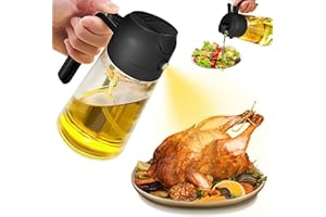 LUTRANSTRA 2 En 1 Pulverizador De Aceite,500 Ml Pulverizador De Aceite Para Cocinar,Spray Aceite Cocina Freidora Aire,Pulverizador De Aceite De Cocina De Alta Calidad