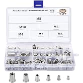 300-Piece Rivet Nut Kit – Metric + SAE, Zinc Steel, Class 12, External Hex, M3-M8 & 6-32 To 1/4-20