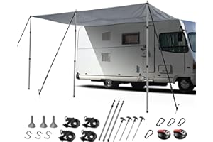 MRWIZMS Voile d'ombrage avec Bande passepoilée, auvent de Bus, auvent de Voiture, Caravane, Fourgon, Camping Car 3x240m, Rail Auvent(4.6-7mm), ÉTanche et RÉSistant aux UV
