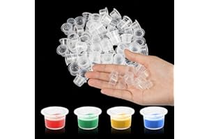 PROUSKY Ink Caps Cups, 100 Pieces Disposable Ink Cap, Plastic Ink Containers for Medium Ink Pigment Cups 13mm