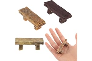 REKUA 3PCS Mini Resin Bench, Fairy Garden Accessories and Garden Ornaments Outdoor, Dollhouse Accessories for DIY Decor and Garden Gifts