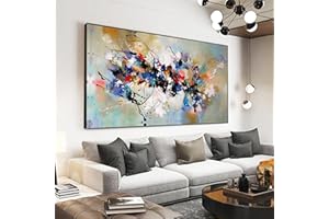Xinmei Art Grande Taille Moderne Abstrait Mur Art Coloré Décor Peinture sur Toile Affiches Et Gravures Mur Art Photos Pour Salon 80x160cm(32x63in) Avec Cadre