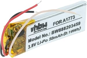 vhbw batteri ersättning för Beats A1773, YU10448-16022 för trådlösa headset hörlurar (50 mAh, 3,8 V, Li-Polymer)