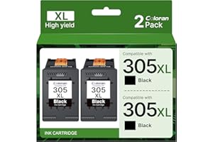 Coloran 305XL Nero Cartucce Sostituzione per HP 305 XL Nero per HP DeskJet 2720e 2720 2700 2710 DeskJet 4120e Envy 6020e 6010 6020 6032 Envy Pro 6422 6420 6430 (2 Nero)