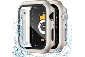 Adepoy 2 Pack Waterproof Apple Watch Series 8/7 Screen Protector 41mm, Hard Protective Cases Guard Bumper Ultra Thin Full Coverage Compatible for iWatch series 8/7 41mm