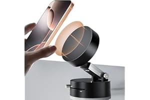 AUVRA MagAxis Force Soporte Movil Coche Magnetico Compatible con MagSafe【Super Imanes N52 Manos Libres Doble Eje, Fijación Ventosa Manual】Para iPhone 17 16 15 14 13 12 Pro Max Accesorios Coche (Negro)