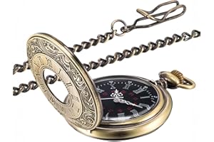 HICARER Montre de Poche Vintage Montre de Hommes en Acier (Bronze), 1 Unité (Lot de 1), Retro, 1 Unité (Lot de 1), Retro