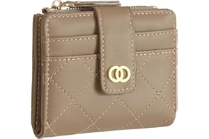 WEILIAN PU Leather Purses for Women Small Double Fold Women Wallets with Zippered Doka Ladies Wallet That Can Hold Cash Coins Cards and Banknotes Khaki