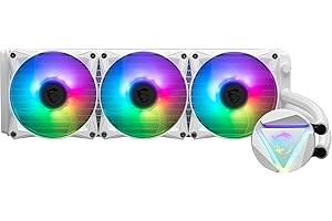 MSI MAG CORELIQUID 360R V2 White Kit AIO Watercooling CPU, Tête Waterblock ARGB Rotative, Pompe de Radiateur Intégrée, Disposition Split-Flow, Tuyaux Anti-Évaporation, Compatible AMD & Intel