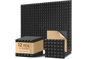 Bwaliffury Paneles Acusticos Autoadhesivo, Espuma Acústica 12 Piezas 30x30x5cm, Retardante De Llama, Insonorizacion Acustica Pared para Estudios De Grabación, Oficinas, Estudios De Danza (12p)