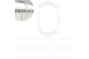 Duschdraperiringar, 24 stycken, i Transparent, Ø 46 x 29 mm invändigt, för duschdraperistänger, transparenta ringar för dusch