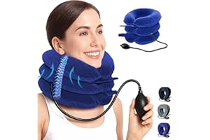 LuxoCare Cervical Neck Traction Device - Adjustable Neck Stretcher for Support & Tension Release, Neck Hump Corrector, Spinal Alignment and Daily Comfort, for Home & Travel Use (Black)