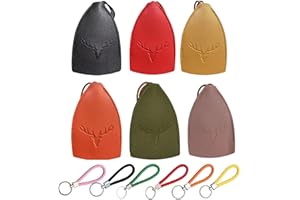 BRIOTA Key Pouch, 6 Pcs Cute Creative Pull Out PU Leather Key Bag with 6 Pcs Car Keyrings, Cartoon Car Key Holder Case for Men Women