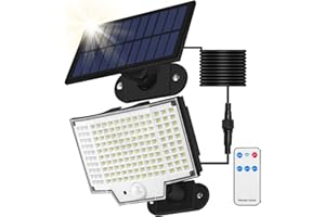 Osairous Lampe Solaire Exterieur 160LED, Lampe Solaire Exterieur Detecteur De Mouvement, IP65 Lumiere Solaire Exterieur, Spot Solaire Exterieur, 3 Modes, Avec TéLécommande (1 Paquet)