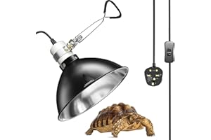 HeatingLux Reptile Reflector Dome Lamp Fixture, 8.5in Basking Heat Lamp Tortoise, E27 Reptile Heat Lamp with Clamp, Heat Lamp for Tortoise, Reptile(AC220-240V)