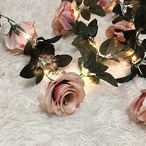 Fielegen Ghirlanda Di Rose Artificiali Con 20 Luci LED - 2,2 Metri - Alimentazione A Batteria - Per Matrimoni, San Valentino E Casa