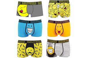 Smiley World 6er-Pack (5+1GRATIS) Unterhose Boxershort Pant Underwear Herren, Jungen, Kinder modisch witzig frech Smileys 95% Baumwolle