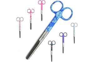 IPS MEDICAL TRAINING Forbici da infermiere dritte, colorate, Per professionisti e studenti, Punta arrotondata e acciaio inossidabile, Speciale per bendaggi, Regalo per infermieri, Accessori per infermieri (Blu Fiori)