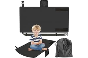 FGEN Podnóżka samolotu dla dzieci, podpórka pod stopy samolotu dla dzieci, przedłużenie fotelika dla dzieci, przenośna podnóżka do samolotu podróżnego, czarna, 79 cm x 44 cm