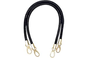 besbomig 2 Pcs Sangle Bandouliere en Cuir PU de Remplacement, Poignée de Sac à Main 60CM, Anse Tressée avec Boucle en Métal, Accessoires de Sac à Bandoulière Bourse, Noir