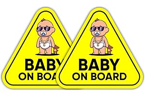 STICKIFY Pack of 2 Baby on Board Sticker for Cars – Vinyl with Lamination, 130mm x 120mm Size – Kids on Board Sign for Car Windows – Baby on Board Sign for Car Safety – Child on Board Sticker