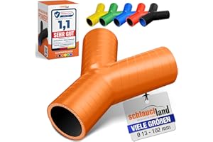 SCHLAUCHLAND SILIKON-SCHLAUCH Y-STÜCK Verteiler ID-Ø 30mm orange 200°C | VIELE FARBEN + GRÖSSEN | Schlauch-Verzweigung Abzweig Verbinder Turbo Schlauch Bypass Ladeluft Kühler Rohr Y Silikonschlauch flexibel