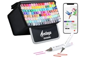 AEDAGA 120 Colours Alcohol Markers with Free App, Brush and Fine Tips Alcohol Pens with Kickstand Case for Adults and Kids, Drawing Markers for Anime Manga Drawing and Sketching