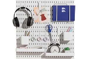 Keepo Pegboard Combination Kit, Pegboards and Accessories Modular Hanging for Wall Organizer, Crafts Organization, Ornaments Display, Nursery Storage, Peg Board (White, 22″×22″)
