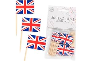 Deko * United Kingdom * für Party und Länderparty | Dekoration Partydeko UK England GB Union Jack Flagge, Edition: Flaggenpicker, 50 Stück
