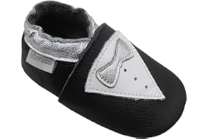 Bemesu Pantoufles en Cuir, Chaussures rampantes, Pantoufles pour bébés en Cuir Souple pour Filles et garçons 0-24 Mois UE 18-24