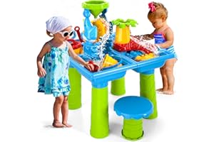 Ci Vetch Kids Sand Water Table for Toddlers, 4 in 1 Outdoor Sand and Water Play Table Beach Toys for Toddlers Kids Boys Girls, Water Outdoor Activity Summer Toys Play Table for Toddlers Age 3-5