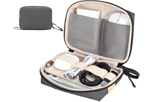 SIMTOP Borsa Organizer Per Cavi Piccola, Compatta Per Accessori Per Laptop, Organizer Per Cavi, Schede SD, ideale per Viaggi, Ufficio e Fotografia,Grigio