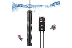 AQQA Riscaldatore per acquario, 300 W/500 W/800 W/1000 W/1200 W, per acquari con display digitale a LED e protezione da sovratemperatura, per acqua salata e dolce