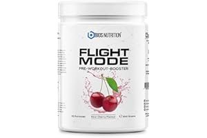 ‎BIOS NUTRITION Flightmode Pre Workout Booster 500 g (Sour Cherry) Vegan - 33 Servings - No Tingling & No Creatine - Bios Nutrition (Made in Germany)