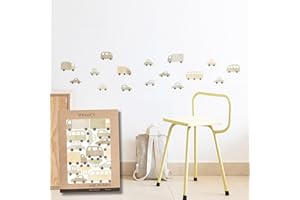 TRESXICS Pegatinas Pared Decorativas Infantiles Coches y Camiones, 16 Piezas, Vinilo Adhesivo Pared Original y Duradero, Efecto de Papel Pintado Infantil, Fácil Aplicación y Removible (Amarillo)