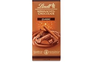 ‎LINDT & SPRÜNGLI Lindt Schokolade | Weihnachts-Schokoladentafel Classic | 4 x 100 g | 4er Pack | gefüllte Vollmilchschokolade mit Nusscrème in Zimt & Koriander Geschmack | festliche Schokolade für die Weihnachtszeit