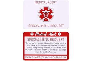 BOXOB 2pcs Bariatric Card for Restaurants, 3.37x2.13in Plastic Special Menu Request Card Double-Sided Portion Control Card Supplies for Restaurants Signed Bariatric Surgery Wallet Card Gifts