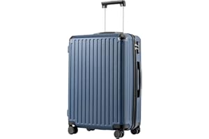 COOLIFE Suitcase Trolley Carry on Hand Cabin Luggage Hard Shell Suitcase Lightweight ABS Material with TSA Lock Telescopic Handle and 4 Dual Spinner Wheels (Dark Blue, 24 Inch)