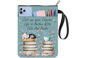 craspire Housse de Protection pour Livre avec Motif Chat Lavable et Imperméable avec Fermeture Éclair et Poche Supplémentaire Idéale pour Noël Un Anniversaire Une Remise de Diplôme Ou Un Club