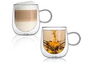 Bewunder Lyon Latte Macchiato Set di bicchieri termici (2 x 350 ml) in bicchieri a doppia parete, 2 pezzi