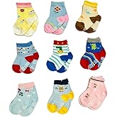 Freshfoot Cute and Colorful Organic Anti-Skid Cotton Ankle socks for new born baby combo set (0-6 Months)