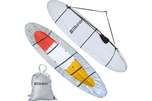 Bilbear Waterproof Kayak Cover, 420D Kayak Storage Cover With Strap Dust Sunblock & UV Wind Protection Canoe Cover Sunlight Shield for Fishing Boat Kayak Canoe Paddle Board (11.8-13.1ft)
