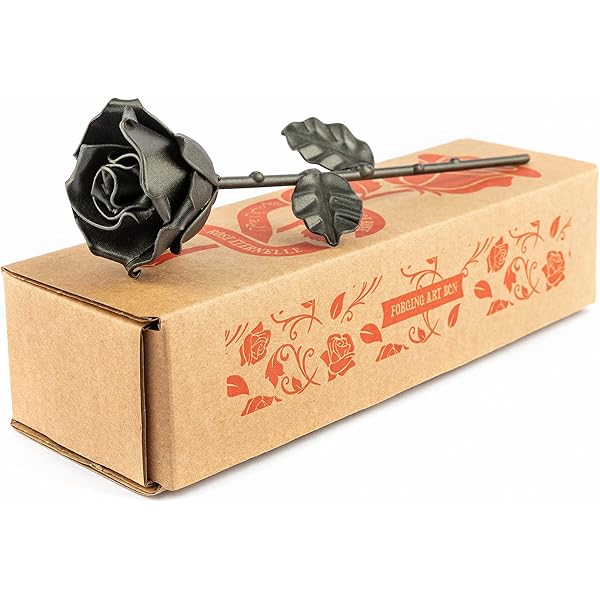 DreamsEden Rosa In Metallo Con Supporto - Fiore Eterno In Acciaio Rame Anticato, Scultura Romantica Per Decorazione Casa, Regalo Anniversario - 4