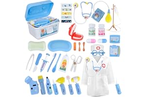 MERRYXGIFT Doctors Set for Kids, 35 Pack Dentist Vet Medical Kit Including Electronic Stethoscope, Children Pretend Role Play Toys Gifts for 3 4 5 6 Year Old Boys Girls