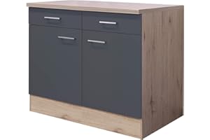 MMR Küchen-Unterschrank Liverpool - Küchenschrank - 2-türig - 100 cm breit - Basaltgrau Matt