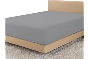 Linens World Egyptian Cotton Fitted Sheets King Size Breathable, Anti Wrinkle 40cm Deep Pocket 200 Thread Count Bed Sheets Bedding & Linen 152X200-CM Grey Bedding King Size Fitted Sheets
